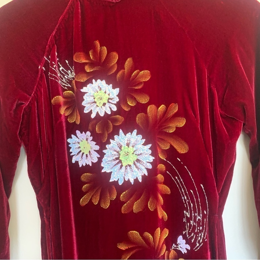 1990’s Velveteen cheongsam cocktail over dress - Picture 13 of 16
